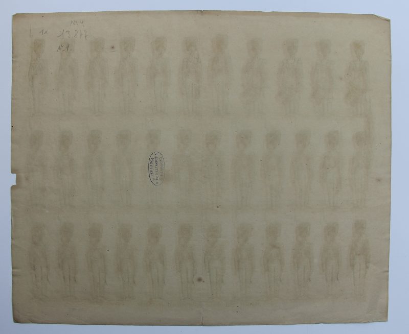 Petits soldats de papier - Feuille imagerie militaire - Ancienne gravure - Uniforme - Soldats Allemands - Saxe Grenadiers Leib Garde