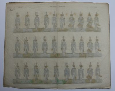 Petits soldats de papier - Feuille imagerie militaire - Ancienne gravure - Uniforme - Soldats Allemands - Infanterie Prussienne