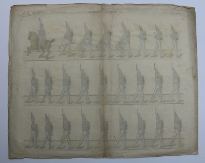 Petits soldats de papier - Feuille imagerie militaire - Ancienne gravure - Uniforme - Soldats Allemands - Grenadiers Prussiens