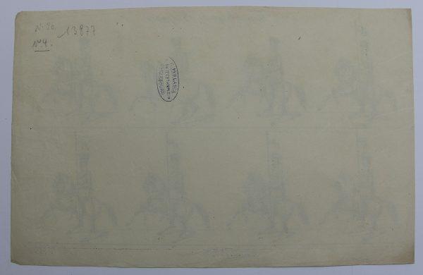 Petits soldats de papier - Feuille imagerie militaire - Ancienne gravure - Uniforme - Soldats Allemands - Wurtemberg Chasseurs à Cheval