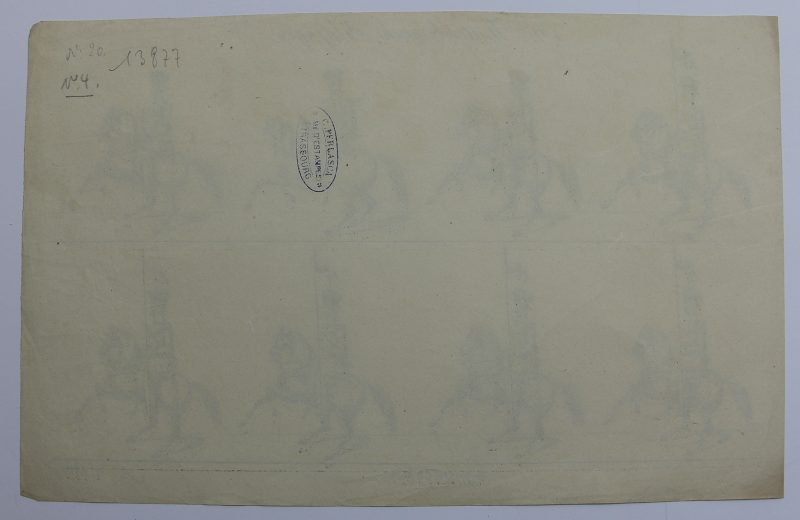 Petits soldats de papier - Feuille imagerie militaire - Ancienne gravure - Uniforme - Soldats Allemands - Wurtemberg Chasseurs à Cheval