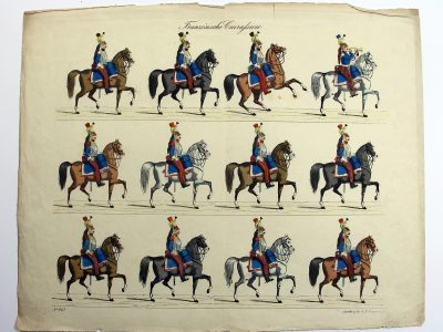 Petits soldats de papier - Feuille imagerie militaire - Ancienne gravure - Uniforme - Soldats Français - Cuirassiers