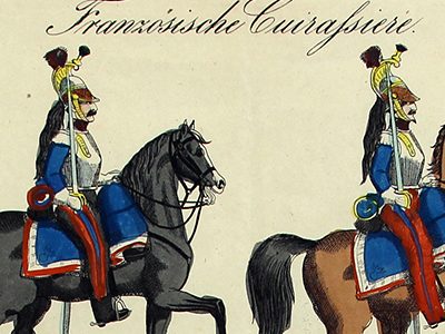Petits soldats de papier - Feuille imagerie militaire - Ancienne gravure - Uniforme - Soldats Français - Cuirassiers