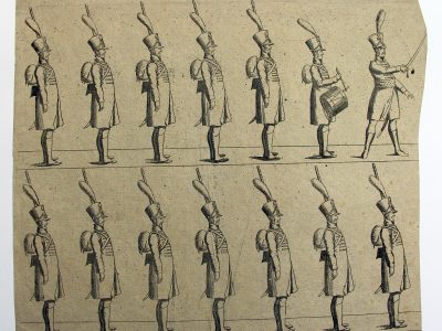 Petits soldats de papier - Feuille imagerie militaire - Ancienne gravure - Uniforme - Soldats Allemand - Brunswick Oel Infanterie