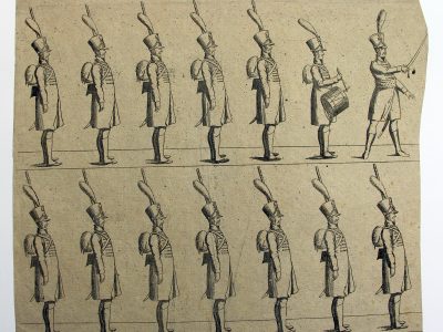 Petits soldats de papier - Feuille imagerie militaire - Ancienne gravure - Uniforme - Soldats Allemand - Brunswick Oel Infanterie