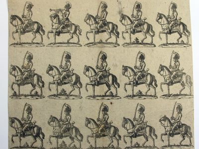 Petits soldats de papier - Feuille imagerie militaire - Ancienne gravure - Uniforme - Soldats Allemand - Wurtemberg dragons