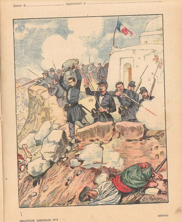 Petit Protège Cahier Scolaire Histoire de France - XIX illustration - Sidi Brahim - 23 septembre 1845 - Chasseurs d'Orléans