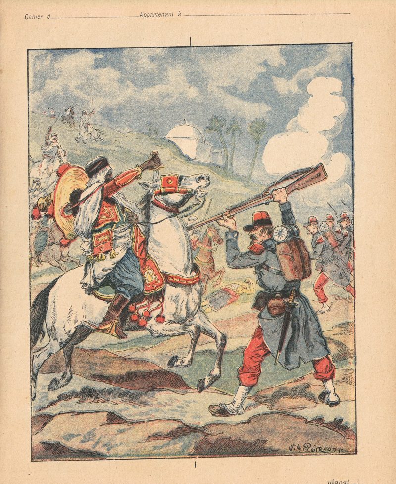 Petit Protège Cahier Scolaire Histoire de France - XIX illustration - Bataille d'Isly 1843 - Algérie