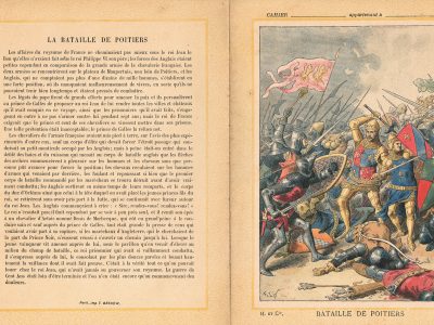 Petit Protège Cahier Scolaire Histoire de France - XIX illustration - La Bataille de Poitiers