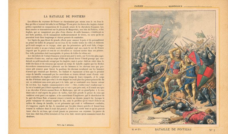 Petit Protège Cahier Scolaire Histoire de France - XIX illustration - La Bataille de Poitiers