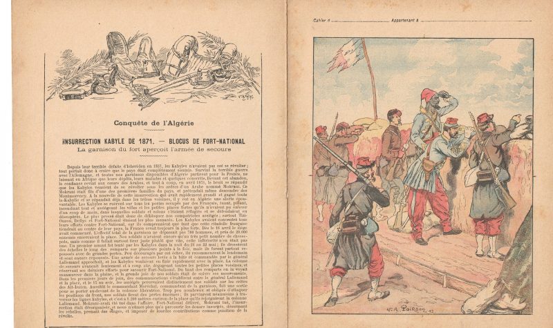 Petit Protège Cahier Scolaire Histoire de France - XIX illustration - Insurrection Kabile de 1871 - Blocus de Fort-National