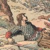 Petit Protège Cahier Scolaire Histoire de France - XIX illustration - Roland a Roncevaux