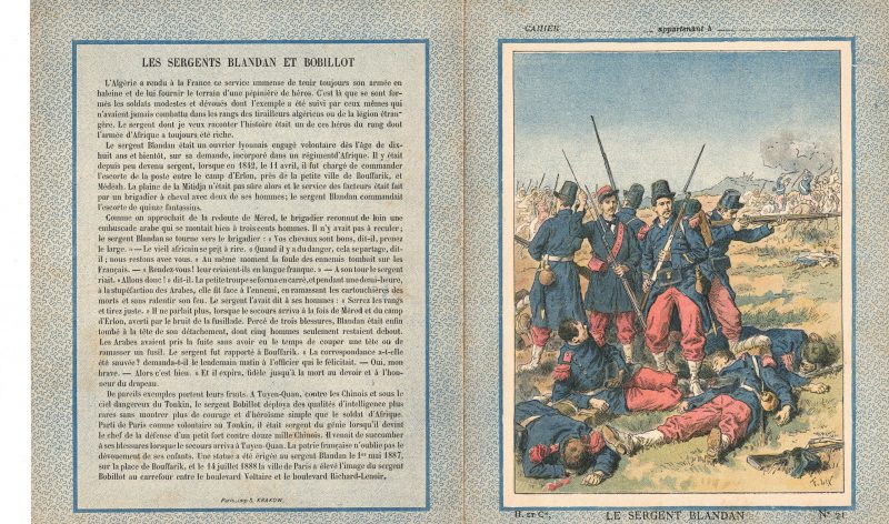 Petit Protège Cahier Scolaire Histoire de France - XIX illustration - Le sergent Blandan et Bobillot - Algérie - 1842