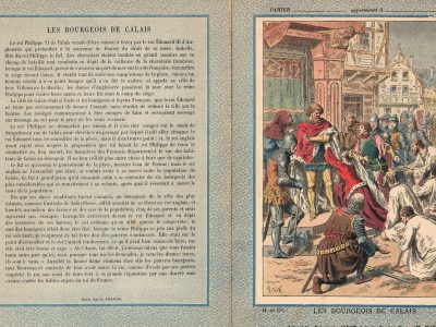 Petit Protège Cahier Scolaire Histoire de France - XIX illustration - Les Bourgeois de Calais