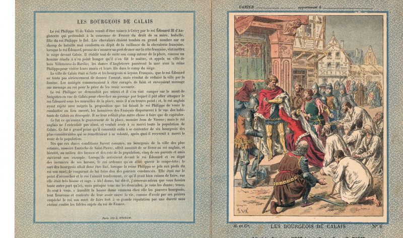 Petit Protège Cahier Scolaire Histoire de France - XIX illustration - Les Bourgeois de Calais