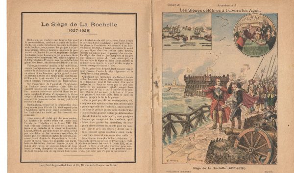 Petit Protège Cahier Scolaire Histoire de France - XIX illustration - Siège de la Rochelle 1627/1628