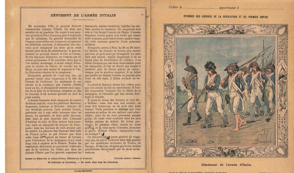 Petit Protège Cahier Scolaire Histoire de France - XIX illustration - Dénuement de l'armée d'Italie Bombled