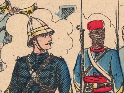 Petit Protège Cahier Scolaire Histoire de France - XIX illustration -La france au Soudan - Le drapeau français arbore a tombouctou