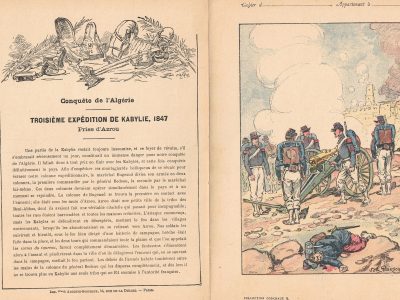 Petit Protège Cahier Scolaire Histoire de France - XIX illustration - Conquête de l'Algérie - Kabilie 1847 - Prise d'Azrou