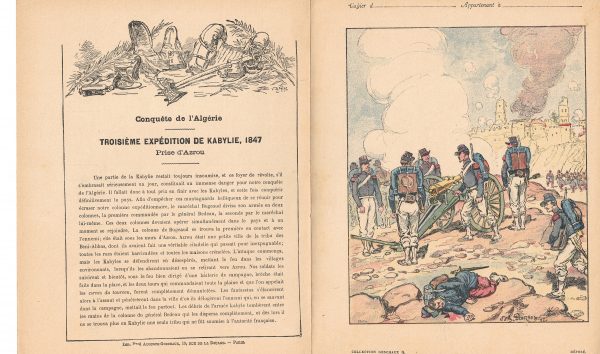 Petit Protège Cahier Scolaire Histoire de France - XIX illustration - Conquête de l'Algérie - Kabilie 1847 - Prise d'Azrou