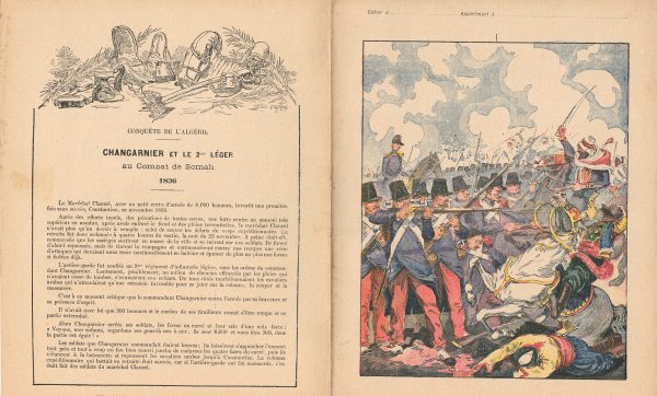 Petit Protège Cahier Scolaire Histoire de France - XIX illustration - Changarnier et le 2eme Leger au combat de Somah 1838