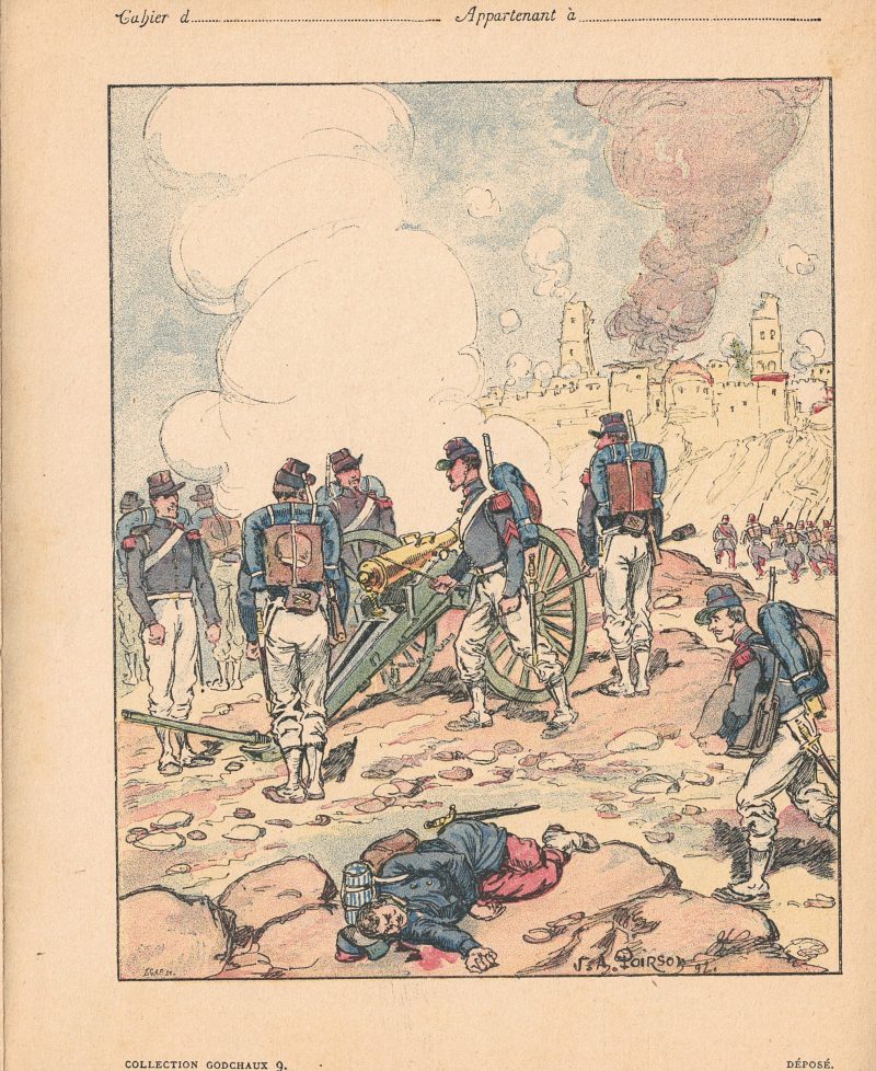 Petit Protège Cahier Scolaire Histoire de France - XIX illustration - Conquête de l'Algérie - Kabilie 1847 - Prise d'Azrou