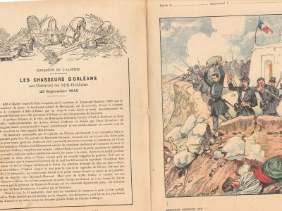 Petit Protège Cahier Scolaire Histoire de France - XIX illustration - Sidi Brahim - 23 septembre 1845 - Chasseurs d'Orléans