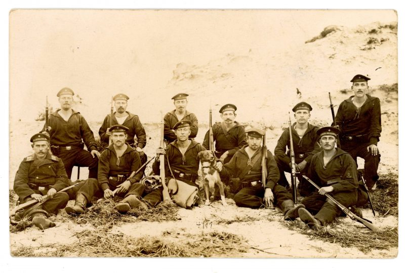 Photo ancienne front de Guerre - Artillerie de Marine Prusse Cuxhaven - Kaiserliche Marine - Alsacien - Marin - Débarquement