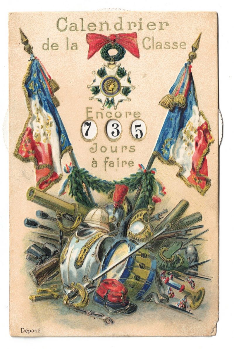 Carte a système - Calendrier de la Classe - Service Militaire - République Française - Armée - Drapeau - Marseillaise - Conscription XIX