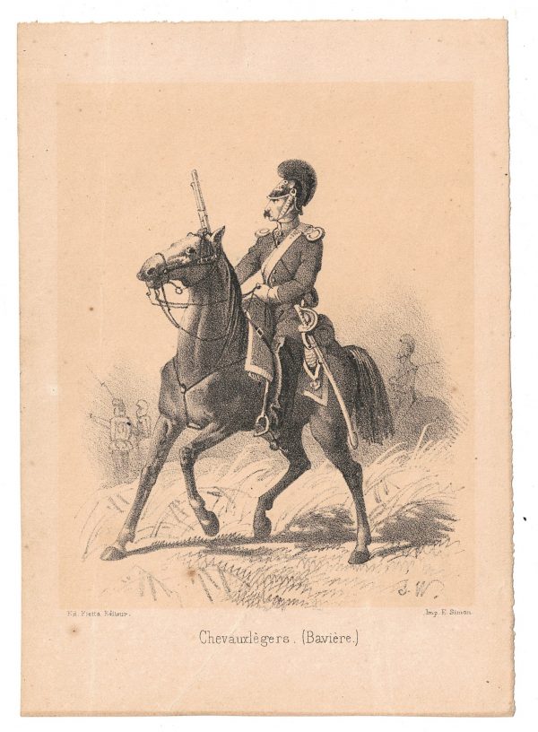 7 cartes - Uniforme de l'armée Second Empire - Prusse 1870 - Carte illustrée Lithographie Fietta Strasbourg