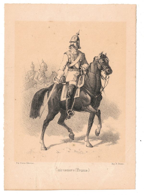 7 cartes - Uniforme de l'armée Second Empire - Prusse 1870 - Carte illustrée Lithographie Fietta Strasbourg