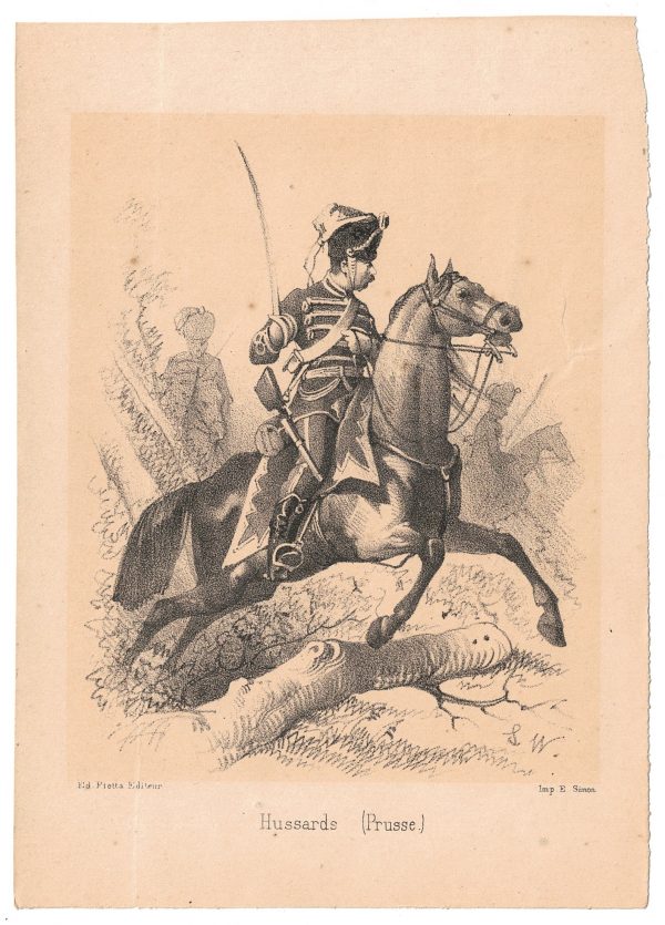 7 cartes - Uniforme de l'armée Second Empire - Prusse 1870 - Carte illustrée Lithographie Fietta Strasbourg