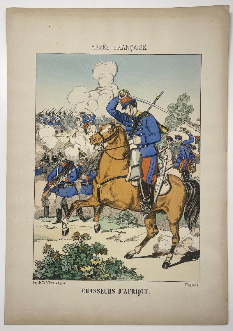 1 Gravure - Uniforme France - Armée 3em République - 1879 - Uniformes - Imagerie Epinal Pellerin - Imagerie Populaire - Chasseur d'Afrique