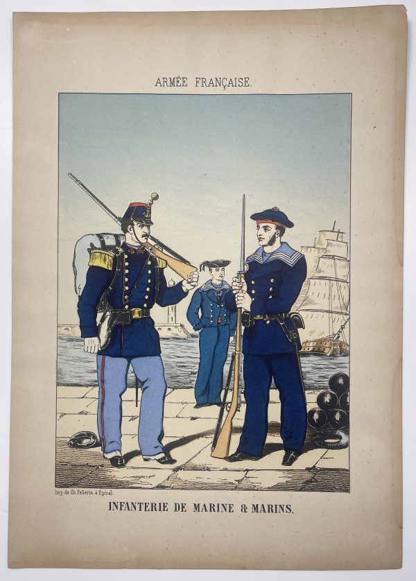 1 Gravure - Uniforme France - Armée 3em République - 1879 - Uniformes - Imagerie Epinal Pellerin - Imagerie Populaire - Infanterie de Marine