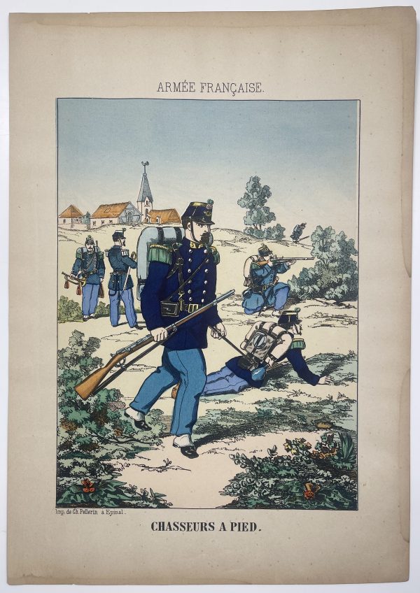 1 Gravure - Uniforme France - Armée 3em République - 1879 - Uniformes - Imagerie Epinal Pellerin - Imagerie Populaire - Chasseur à Pied