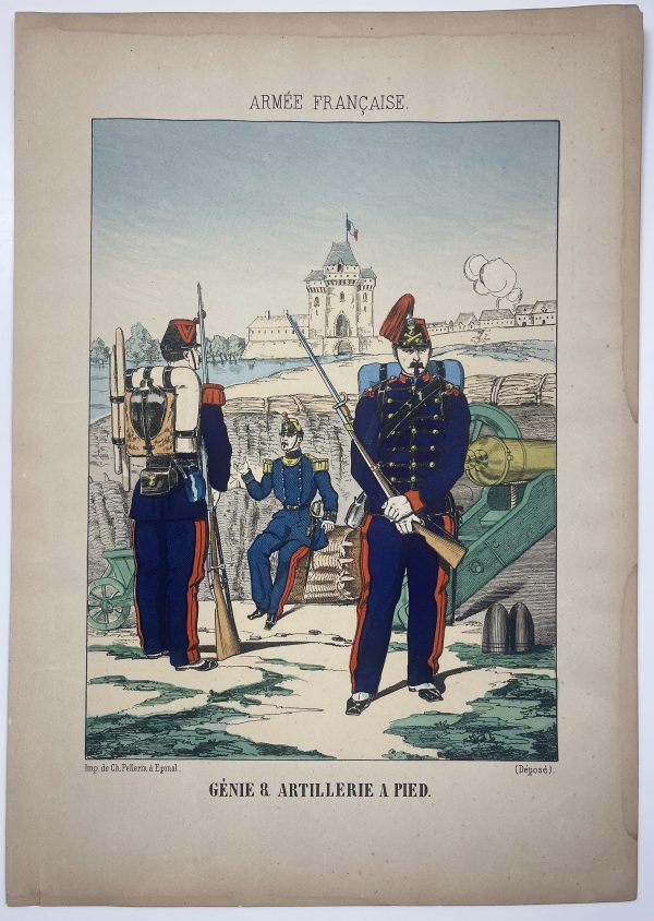 1 Gravure - Uniforme France - Armée 3em République - 1879 - Uniformes - Imagerie Epinal Pellerin - Imagerie Populaire - Artillerie à Pied