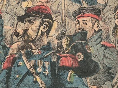 Petit Protège Cahier Scolaire Histoire de France - XIX illustration - Episodes Militaires - Illustration de JOB - Nos soldats pendant la guerre de 1870