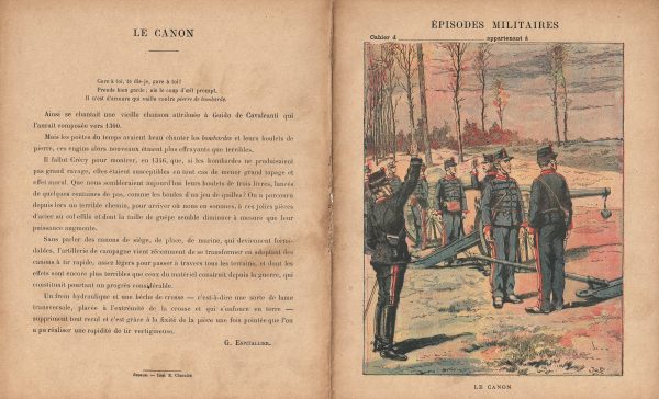 Petit Protège Cahier Scolaire Histoire de France - XIX illustration - Episodes Militaires - Illustration de JOB - Le Canon
