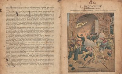 Petit Protège Cahier Scolaire Histoire de France - XIX illustration - Indochine - Prise de Hanoï - Illustration par Bombled