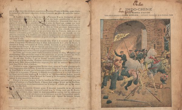 Petit Protège Cahier Scolaire Histoire de France - XIX illustration - Indochine - Prise de Hanoï - Illustration par Bombled