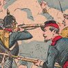 Petit Protège Cahier Scolaire Histoire de France - XIX illustration - Nos Villes Décorées - Guerre 1870/1871 - Défense héroïque de Châteaudun