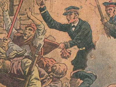 Petit Protège Cahier Scolaire Histoire de France - XIX illustration - Indochine - Prise de Hanoï - Illustration par Bombled