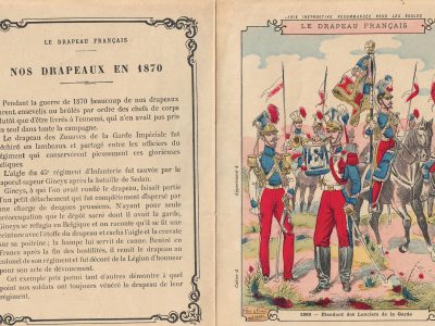 Petit Protège Cahier Scolaire Histoire de France - XIX illustration - Le Drapeau Français - Lancier de la Garde - Second Empire