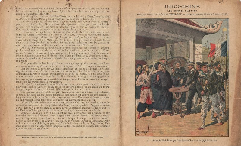 Petit Protège Cahier Scolaire Histoire de France - XIX illustration - Indochine - Prise de Ninh Binh - Illustration par Bombled
