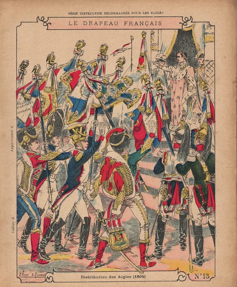 Petit Protège Cahier Scolaire Histoire de France - XIX illustration - Le Drapeau Français - Distribution des Aigles 1804