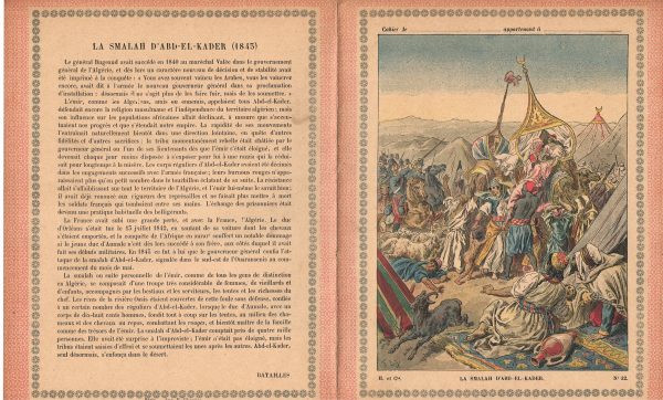 Petit Protège Cahier Scolaire Histoire de France - XIX illustration - Episodes Militaires - Illustration de Lix - La Smalah d'Abd - El - Kader
