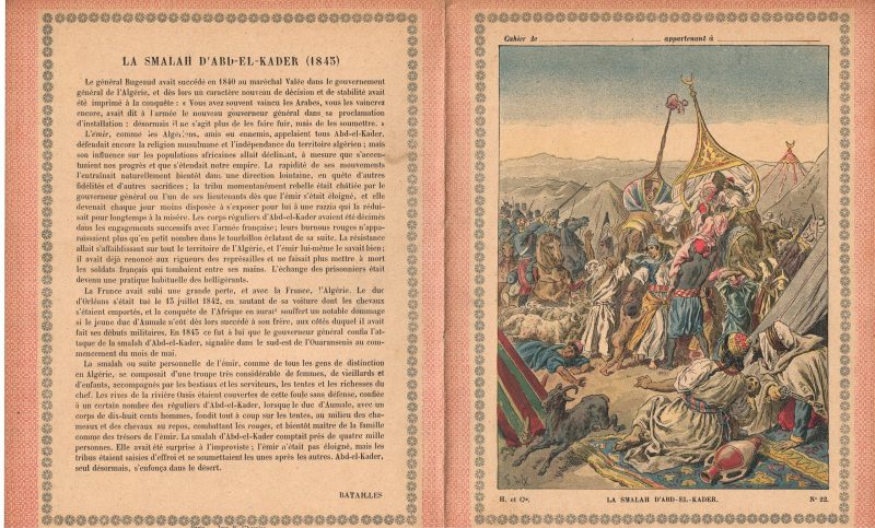 Petit Protège Cahier Scolaire Histoire de France - XIX illustration - Episodes Militaires - Illustration de Lix - La Smalah d'Abd - El - Kader