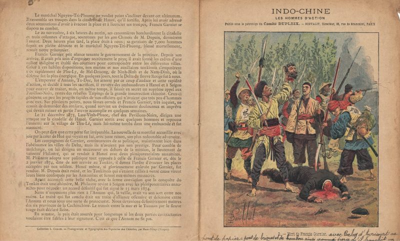 Petit Protège Cahier Scolaire Histoire de France - XIX illustration - Indochine - Mort du François Garnier - Illustration par Bombled