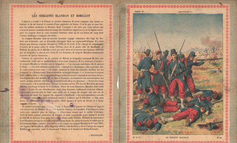 Petit Protège Cahier Scolaire Histoire de France - XIX illustration - Episodes Militaires - Illustration de Lix - Le sergent Blandan
