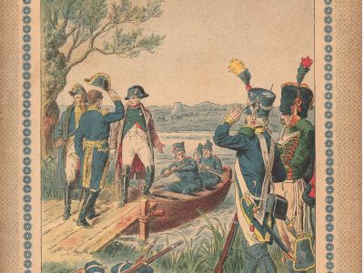 Petit Protège Cahier Scolaire Histoire de France - XIX illustration - Episodes Militaires - Illustration de Lix - Essling et Lobau